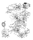 Ersatzteile Super Rasentraktoren Super 12-96 N Typ: 130-659F  (1990) Fahrantrieb, Motorkeilriemenscheibe, Pedal, Räder hinten