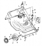 Ersatzteile MTD Benzin Rasenmäher mit Antrieb Euro-Star 46 SE Typ: 121-628E  (1991) Höhenverstellung, Räder vorne 