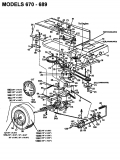Ersatzteile Bauhaus Rasentraktoren Funrunner Typ: 132-679F646  (1992) Fahrantrieb, Motorkeilriemenscheibe, Pedal, Räder hinten