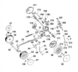 Ersatzteile WOLF-Garten Benzin Rasenmäher mit Antrieb Concept 47 BA Typ: 6450000 Serie B-D  (2003) Höhenverstellung, Räder 
