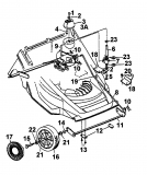 Ersatzteile Bricobi Motormäher BT 6046 Typ: 11A-604E601  (1998) Höhenverstellung, Räder