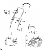 Ersatzteile Gutbrod Elektromäher HE 42 Typ: 18C-L2F-604  (2000) Grasfangkorb, Heckklappe, Holm