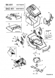 Ersatzteile Fleurelle Motormäher mit Antrieb BA 451 Typ: 12D-T53J619  (2004) Grasfangsack, Messer, Motor, Mulchstopfen