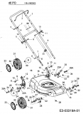 Ersatzteile MTD Benzin Rasenmäher ohne Antrieb 46 PO Typ: 11B-J1MD600  (2007) Höhenverstellung, Holm, Räder 