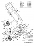 Ersatzteile MTD Benzin Rasenmäher ohne Antrieb 46 PO-45 Typ: 11C-J1ME600  (2007) Höhenverstellung, Holm, Räder 