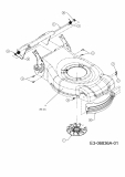Ersatzteile Raiffeisen-Markt Elektromäher RE 46 Typ: 18B-J4K-628  (2013) Mähwerksgehäuse, Stange für Heckklappe, Messernabe