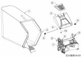 Ersatzteile MTD Benzin Rasenmäher mit Antrieb LMEX 46 K Typ: 12A-TH7D682  (2015) Grasfangsack, Heckklappe, Leitstück hinten 