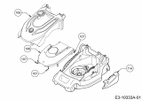 Ersatzteile WOLF-Garten Elektro Rasenmäher ohne Antrieb Blue Power 34 E Typ: 18AWF1X1650  (2017) Abdeckung seitlich, Motorhaube 