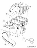 Ersatzteile Zubehör Garten- und Rasentraktoren Grasfangeinrichtung für A Serie (NX-15) mit Mähwerk F (38/96cm) Typ: OEM-190-180A  (2018) Grasfangsackdeckel, Obere Röhre