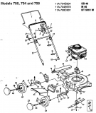 Ersatzteile MTD Benzin Rasenmäher ohne Antrieb M 46 Typ: 11A-704E678  (1998) Grundgerät 