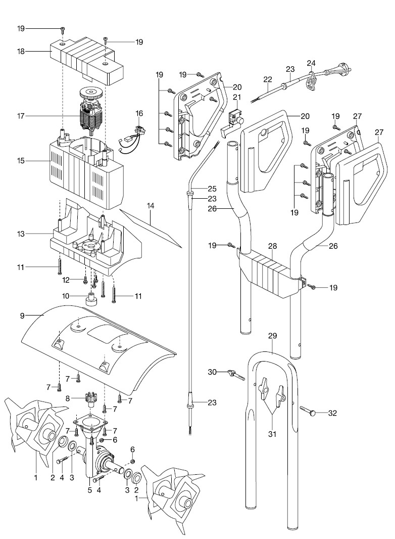 Ersatzteile GARDENA Elektro Bodenhacke 600/36 2415 - Ersatzteil-Fee