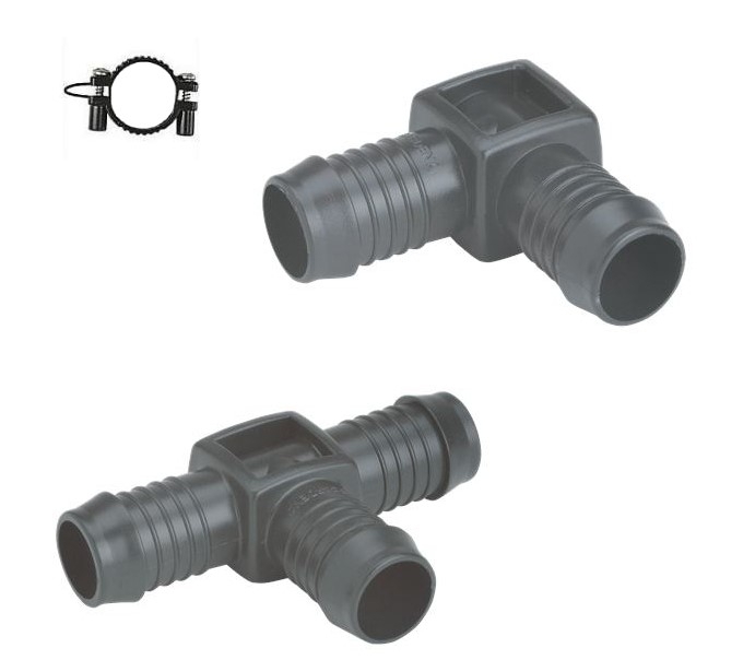 4 x GARDENA T-Stück 1524-23 19 mm Sprinkler alt