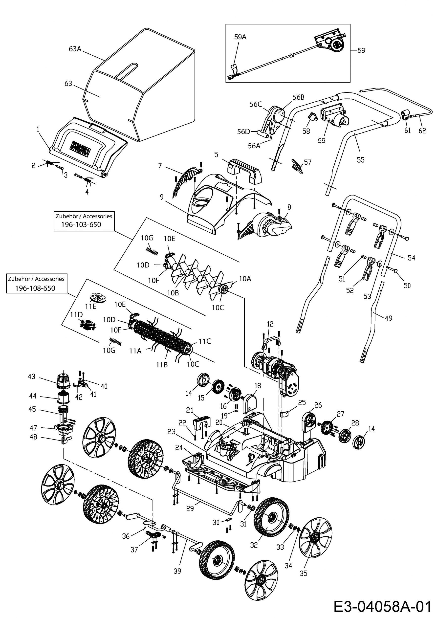 Ersatzteile WOLFGarten Elektro Vertikutierer VA 378 E Typ 16BFFHPA650