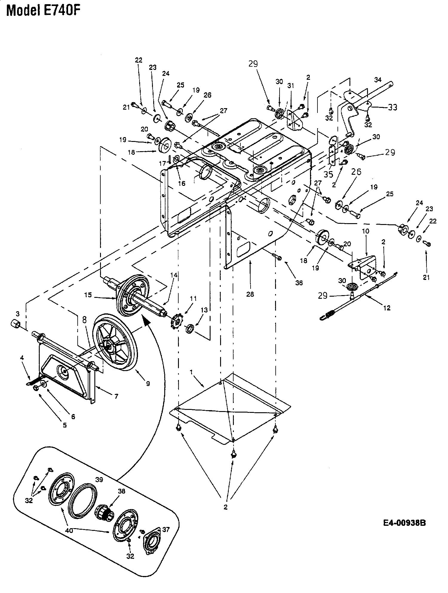 Ersatzteile MTD Schneefräse E 740 F Typ: 31AE740F678 (2000) Fahrantrieb -  Ersatzteil-Fee