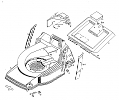 Ersatzteile WOLF-Garten Benzin Rasenmäher mit Antrieb 6.42 BAi Typ: 4725000 Serie A  (1996) Heckklappe, Mähwerksgehäuse 