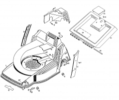Ersatzteile WOLF-Garten Benzin Rasenmäher ohne Antrieb 2.42 B Typ: 4761887 Serie C  (1996) Heckklappe, Mähwerksgehäuse 