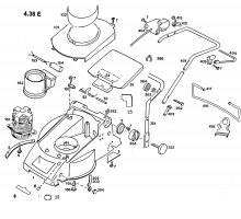 Ersatzteile WOLF-Garten Elektro Rasenmäher ohne Antrieb 4.36 E Typ: 4916001 Serie D  (1996) Elektromotor, Heckklappe, Holm 