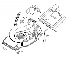 Ersatzteile WOLF-Garten Benzin Rasenmäher ohne Antrieb 6.42 H Typ: 4775000 Serie A, B  (1998) Heckklappe, Mähwerksgehäuse 