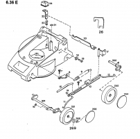 Ersatzteile WOLF-Garten Elektro Rasenmäher ohne Antrieb 6.36 E Typ: 4936000 Serie D  (1996) Höhenverstellung, Räder 