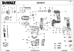 DEWALT Ersatzteile AKKU BOHRHAMMER DCH417NT Typ: 1 XJ