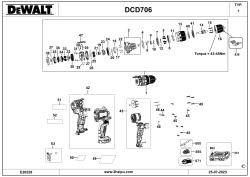 DEWALT Ersatzteile AKKU SCHRAUBER DCD706 Typ: 1 QW