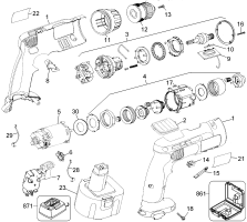 DEWALT Ersatzteile AKKU-BOHRMASCHINE DW961K2 Typ: 1 QW