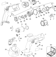 DEWALT Ersatzteile AKKU-BOHRMASCHINE DW976K2 Typ: 3 QW