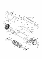 Ersatzteile WOLF-Garten Spindelmäher TC 32 M Typ: 3628000 Serie B  (2006) Messerwalze, Räder, Spindelgehäuse 