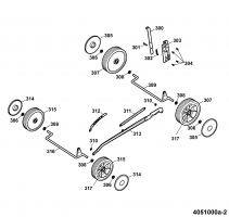 Ersatzteile WOLF-Garten Benzin Rasenmäher ohne Antrieb Power Edition 40 B Typ: 4051000 Serie A  (2007) Höhenverstellung, Räder 
