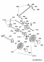 Ersatzteile WOLF-Garten Benzin Rasenmäher mit Antrieb 2.46 XC Typ: 4218007 Serie B  (2008) Achse, Höhenverstellung, Räder 