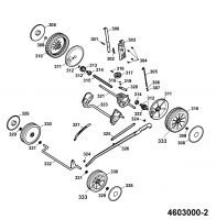 Ersatzteile WOLF-Garten Benzin Rasenmäher mit Antrieb Esprit 46 BA Typ: 4603000 Serie B  (2006) Getriebe, Höhenverstellung, Räder 