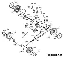 Ersatzteile WOLF-Garten Benzin Rasenmäher mit Antrieb HBM Power 46 BA Typ: 4603008 Serie A  (2008) Getriebe, Höhenverstellung, Räder 