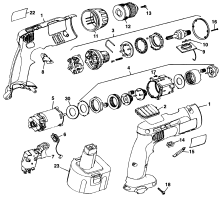 DEWALT Ersatzteile AKKU-BOHRMASCHINE DW996 Typ: 1 QW