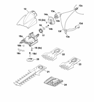 Ersatzteile WOLF-Garten Akku Schere Accu 60 Typ: 7087094 Serie B-D  (2005) Drehkopf, Ladegerät, Messer 