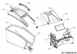 Ersatzteile MTD Benzin Rasenmäher mit Antrieb Advance 53 SPKVHW Typ: 12CKPN7D600 (2021) Grasfangsack, Heckklappe, Leitstück hinten 