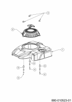 Ersatzteile MTD-Motoren Vertikal 1X65CUA Typ: 752Z1X65CUA  (2020) Gebläsegehäuse, Reversierstarter