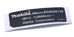 Makita Ersatzteile Akku-Heckenschneider DUN461W Typenschild DUN461W
