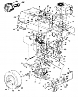 Ersatzteile Columbia Rasentraktoren 110/760 HA Typ: 135-6220  (1985) Fahrantrieb, Motorkeilriemenscheibe, Pedal, Räder hinten