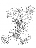 Ersatzteile Super Rasentraktoren Super 114 Typ: 137-7040  (1987) Fahrantrieb, Motorkeilriemenscheibe, Pedal, Räder hinten