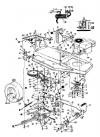 Ersatzteile Columbia Rasentraktoren 111/810 Typ: 138-3470 (1988) Fahrantrieb, Motorkeilriemenscheibe, Pedal, Räder hinten