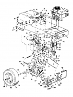 Ersatzteile Columbia Rasentraktoren 111/960 N Typ: 130-637F  (1990) Fahrantrieb, Motorkeilriemenscheibe, Pedal, Räder hinten