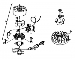 Ersatzteile Gutbrod Balkenmäher BM 100-2/G Typ: 07507.01  (1990) Gebläsegehäuse, Schwungrad, Starter, Tank, Zündung