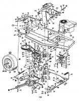 Ersatzteile MTD Rasentraktor 12/91 Typ: 132-450E653  (1992) Fahrantrieb, Motorkeilriemenscheibe, Pedal, Räder hinten 