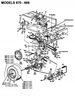 Ersatzteile Bauhaus Rasentraktoren Funrunner Typ: 132-679F646  (1992) Fahrantrieb, Motorkeilriemenscheibe, Pedal, Räder hinten