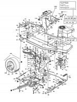 Ersatzteile MTD Rasentraktor 11/91 Typ: 133C471E600  (1993) Fahrantrieb, Motorkeilriemenscheibe, Pedal, Räder hinten 