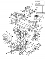 Ersatzteile Mastercut Rasentraktoren 12/91 Typ: 134I451E657  (1994) Fahrantrieb, Motorkeilriemenscheibe, Pedal, Räder hinten