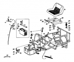Ersatzteile Gutbrod Rasentraktoren Sprint 1002 E Typ: 02840.08  (1994) Batterie, Rahmen, Sitz