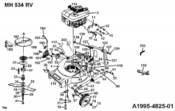 Ersatzteile Gutbrod Motormäher mit Antrieb MH 534 RV Typ: 04007.02  (1995) Messer, Räder vorne, Schnitthöhenverstellung