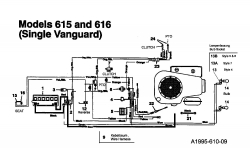 Ersatzteile MTD Rasentraktor 16/107 Typ: 135T615G678  (1995) Schaltplan Vanguard 