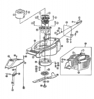 Ersatzteile MTD Elektro Rasenmäher ohne Antrieb E 46 Typ: 02817.06  (1996) Elektromotor, Grasfangkorb, Messer 